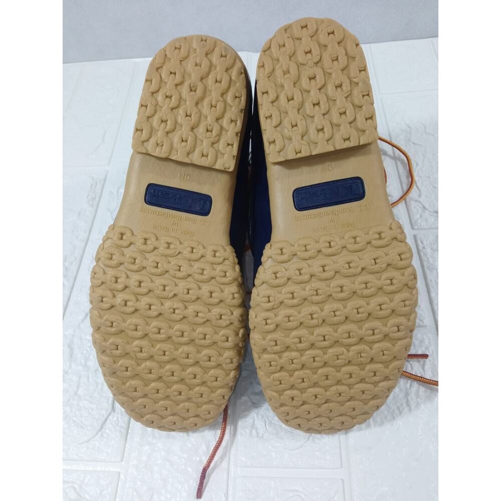 L.L.Bean Boots Duck DM Leather Waterproof Rain Brown Blue USA Made W 8 M 7 NEW! - Picture 7 of 8